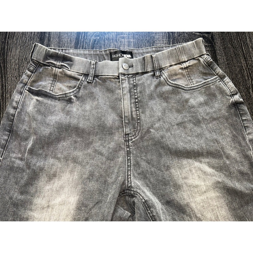 Fashion Nova Grey Wash Flare Jeans‎ Plus Size 14 High Waist Stretch Denim